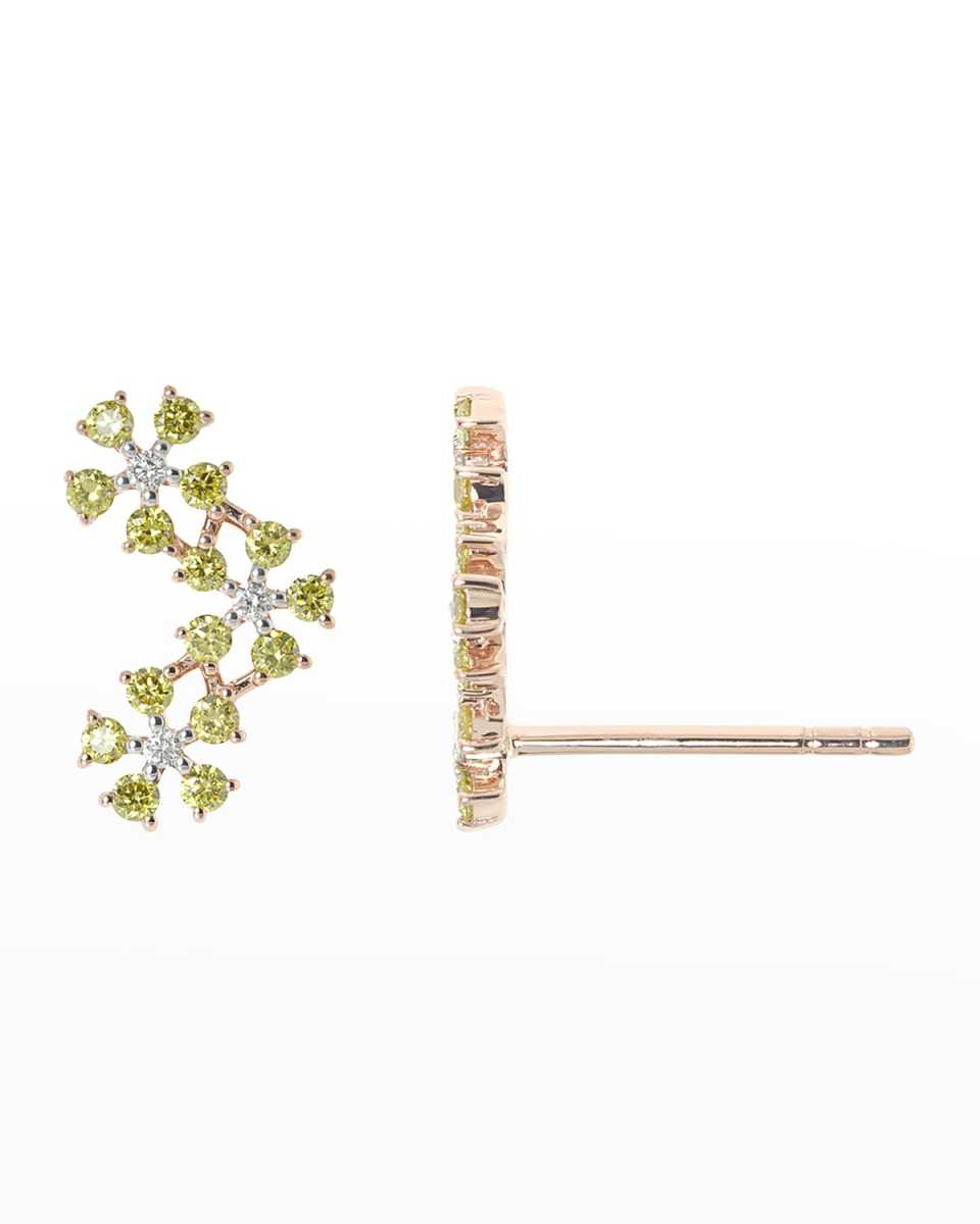 14k Rose Gold Diamond Daisy Climber Earring, Single, Left